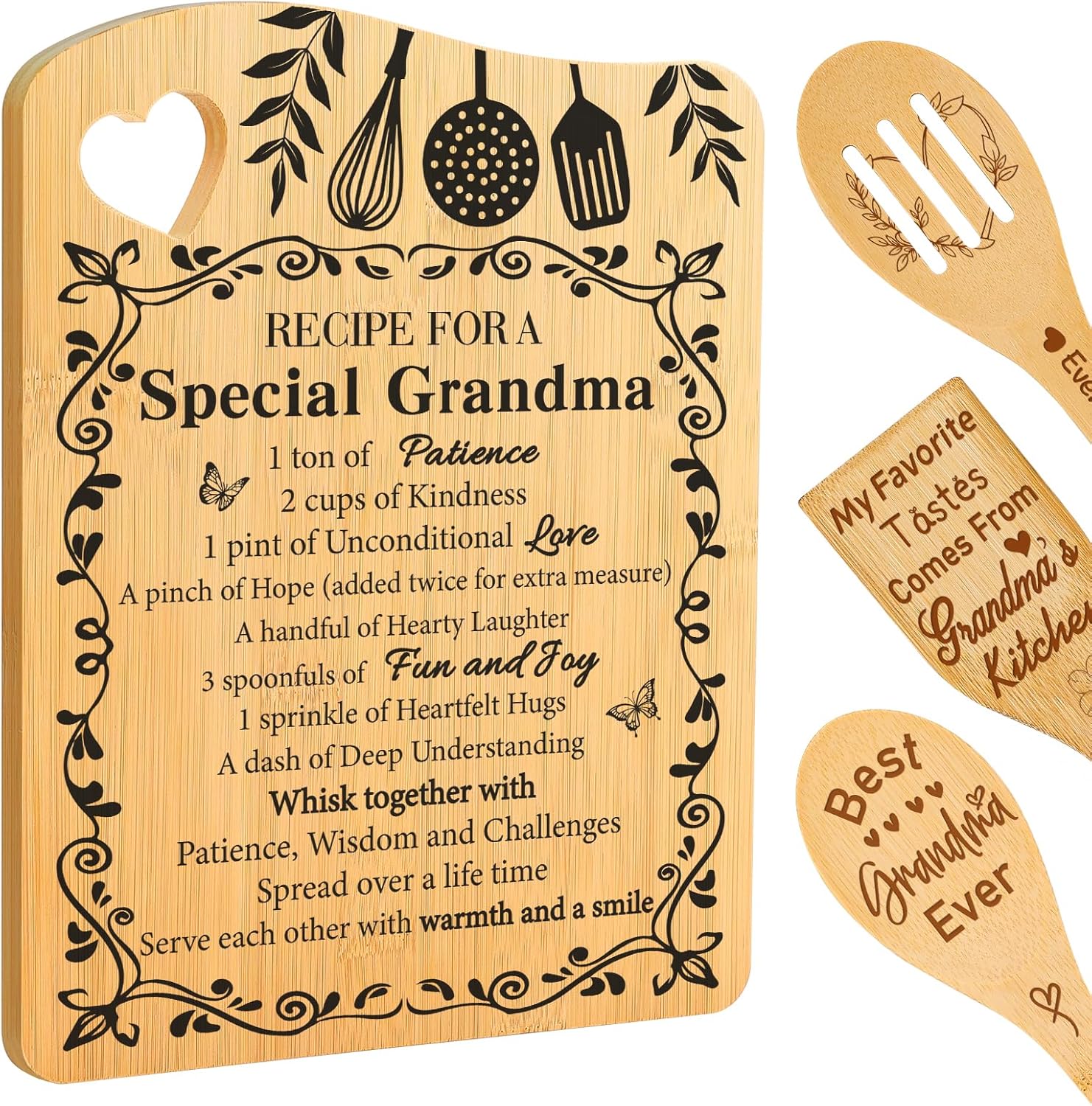Grandma Gifts, Grandma Birthday Gifts from Grandkids Cutting Board Set Kitchen Valentines Day Gift for Grandmother Practical Gifts Christmas Birthday Mother's Day Gifts Idea for Nana Gigi